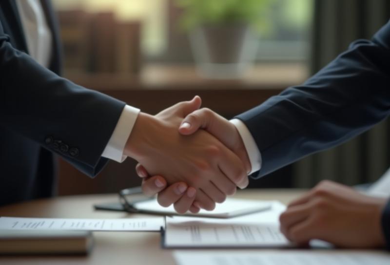 Professional handshake in a legal context